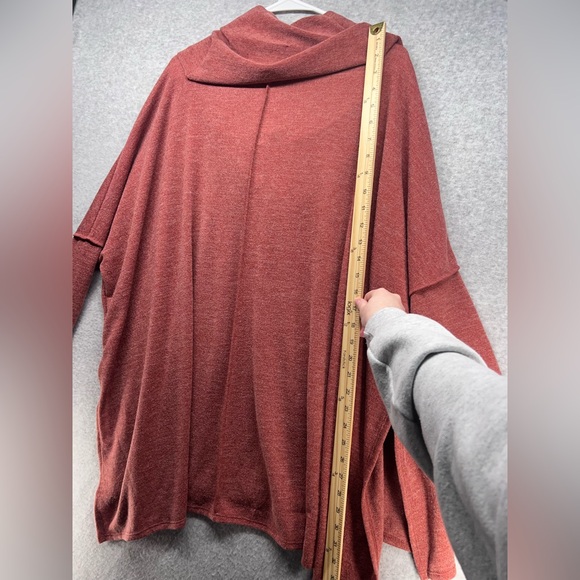 Easel Women's Cowl Neck Sweater in Deep Rust - Picture 7 of 9